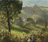 Picking Blackberries by William Dargie, oil on canvas, offered Apr 2009