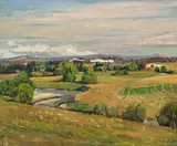 Canberra Landscape (Old Parliament House) by Douglas Dundas, 1951, oil on canvas, sold Apr 2009