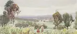 Landscape With Figures by Walter Withers, c.1910, watercolour on paper, sold Apr 2009