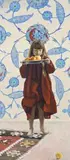 Young Girl With Tray (Fallen Fruit) by Brian Dunlop, pastel and watercolour on paper, sold Apr 2009