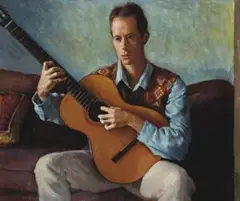 Keir With Guitar by Brian Dunlop, oil on canvas on board, sold Apr 2009