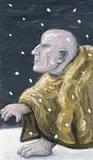 Painting (Figure In Cloak) by Peter Booth, 2004, oil on canvas, sold Aug 2009