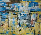 By The Sea On An Overcast Day by Yvonne Audette, 1967, oil on composition board, sold Aug 2009