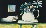 Alice’S Hand, Cup, Table And Flowers by Charles Blackman, 1957, crayon, pen and ink on paper, sold Aug 2009