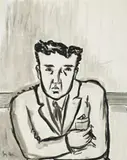 Man With A Cigar (Max Harris) by Joy Hester, c.1945, brush and ink on paper, sold Aug 2009