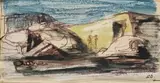 Study For The Rabbiters by Russell Drysdale, c.1947, watercolour on paper, offered Aug 2009