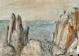 The Pinnacles, Mount Wellington by Lloyd Rees, 1970, watercolour, crayon and ink and wash on paper, sold Aug 2009