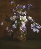 Canterbury Bells, Purple And White by Arthur Streeton, 1928, oil on canvas, offered Aug 2009