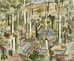 Forest by Frank Hinder, 1945, watercolour on paper, sold Aug 2009