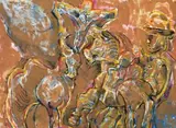 St Hubert At Cast, Bretagne by Donald Friend, gouache, watercolour and ink on paper, sold Aug 2009