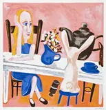 BLACKMAN’S ALICE. SUITE OF SIX PRINTS COMPRISING: (i) Alice’s Adventure (ii) Always Tea Time (iii) The Chess Game (iv) Pink Alice (v) Alice Jug (vi) The White R by Charles Blackman, suite of six colour screenprints in original portfolio with title page and frontispiece, sold Aug 2009