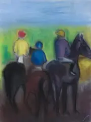 The Mounting Yard by Robert Dickerson, pastel on paper, sold Aug 2009