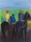 The Mounting Yard by Robert Dickerson, pastel on paper, sold Aug 2009