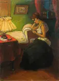 Femme à sa lecture by Paul Ranson, vers 1897, Pastel sur carton, sold Mar 2024