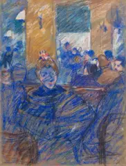 Au Moulin Rouge (recto); Scène de café (verso) by Louis Valtat, 1895, Pastel - Pastel et aquarelle sur papier brun, sold Mar 2024