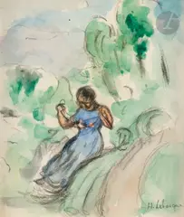 Le Jeu by Henri Lebasque, Aquarelle et crayon noir, sold Mar 2024