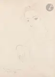 Portrait de Jenny Weiss Roudinesco by Raoul Dufy, Crayon noir, sold Mar 2024