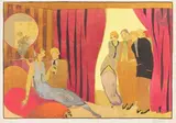 Le Couple derrière le rideau by Charles Martin, Encre, gouache et aquarelle sur carton, sold Mar 2024