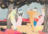 Sous les arbres, en bord de mer by Charles Martin, Encre, gouache et aquarelle, sold Mar 2024