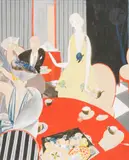 L’Heure du thé by Benito, 1920, Gouache sur carton, sold Mar 2024