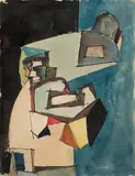 Étude pour Composition bleue by Jean Hélion, 1938, Aquarelle et encre, sold Mar 2024