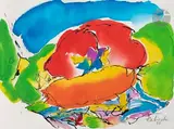 Composition by Yasse Tabuchi, 1988, Aquarelle et encre, sold Dec 2023