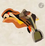 En selle by Hervé Télémaque, 1978, Collage, sold Dec 2023