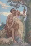 Couple de bergers by Victor Koos, Pastel sur carton, sold Feb 2016