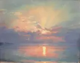Marine au soleil couchant by Alf Bachmann, Pastel, sold Feb 2016