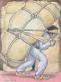 Le porteur de coton by Diego Rivera, Aquarelle gouachée, sold Feb 2016