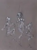 Trois personnages by Léonor Fini, Encre de Chine et gouache blanche, sold Feb 2016