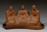 Trois chinois méditant by Gaston Hauchecorne, Terre cuite, sold Jan 2016