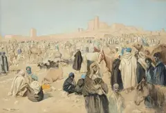 Scène de marché by Georges Scott, Aquarelle signée en bas à gauche, sold May 2019