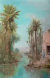 La rivière du temple by Paul Pascal, Gouache sur papier signée et datée en bas à gauche, sold May 2019