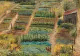 Jardins à Camarès, Aveyron by Jean-Claude Courtat, Pastel signé en bas à droite, sold May 2019