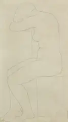 Nu assis by Marcel Gimond, Crayon sur papier signé en bas à droite M, sold May 2019