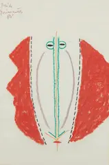 Composition surréaliste by José de Guimarães, Crayon gras sur papier signé en bas au milieu José de Guimarães -, sold May 2019
