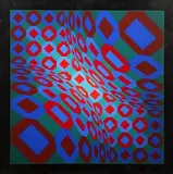 V, Fondation Vasarely, Aix-en-Provence. 4 affiches sérigraphiées dont une avant la lettre. 102 x 68 cm. (Coins cassés, enfoncements, pliures et tâches). On join by Victor Vasarely, Sérigraphie en couleurs signée au crayon en bas à droite, sold Nov 2017