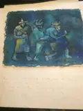 Les rois mages by Sophie Rocco, Gouache sur papier contrecollé sur papier cartoline, sold Oct 2017
