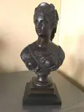 Buste de femme au diadème by Charles Anfries, Bronze à patine noire, sold Oct 2017