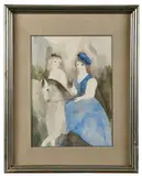 Les cavalières ou Les amazones by Marie Laurencin, Aquarelle et graphite sur papier, sold Dec 2024