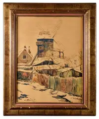 Le Moulin de la Galette, effet de neige by Élisée Maclet, 1906, Aquarelle, sold Dec 2024