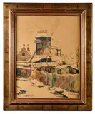 Le Moulin de la Galette, effet de neige by Élisée Maclet, 1906, Aquarelle, sold Dec 2024