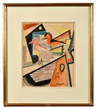 Les deux oiseaux by Antonio Huberti, Aquarelle et crayon, sold Dec 2024