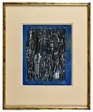 Composition sur fond bleu by Jean Signovert, 1955, Gouache, sold Dec 2024