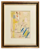 Clown musicien by Gen Paul, 1953, Crayon de couleur, sold Dec 2024