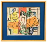 Trois femmes by Carlos Carnero, Fusain et crayons de couleur, sold Dec 2024