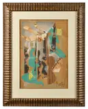 Composition à la guitare by Grégoire Mathias, Technique mixte (gouache et collage sur papier), sold Dec 2024