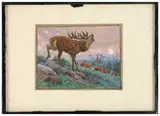 Le brâme du cerf au clair de lune by Georges Rötig, Gouache, sold Nov 2024