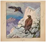 Aigles dans les montagnes enneigées by Georges Rötig, Gouache, sold Nov 2024